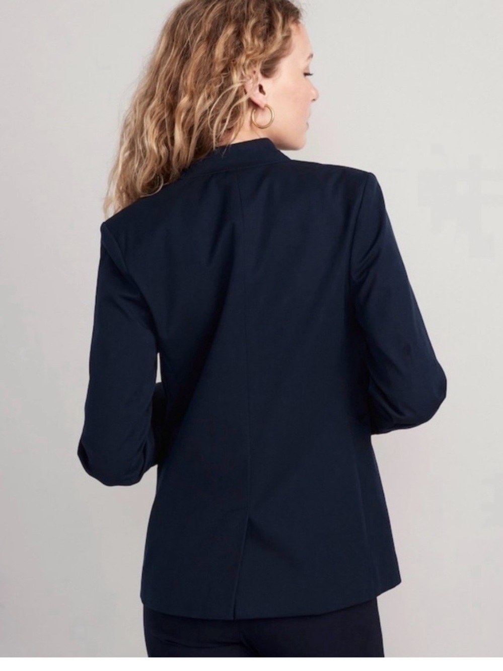 Women's Navy Blazer Jacket - Classic Tailored Coat